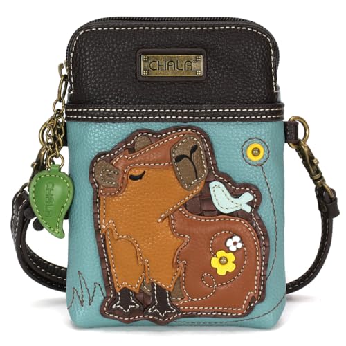 Image of CHALA Wilderness Animal Collection Cell Phone Crossbody Purse-Women PU Leather /Canvas Multicolor Handbag w /Adjustable Strap