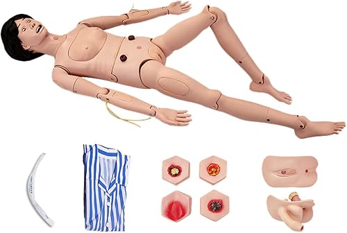 MZBZYU Maniquí de entrenamiento geriátrico para el cuidado del paciente, maniquí con genitales intercambiables y módulos de escaras para enfermería,