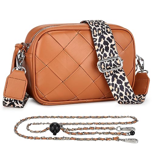 UBAYMAX Bolsos Bandolera Mujer Pequeña, Cuero PU Bolso de Hombro con 2 Correa Ajustable Y ExtraíBle,Pochette Cremallera Elegante,Bolsos Mano Cadena,Crossbody Bag para Mujeres y Niñas Marrón