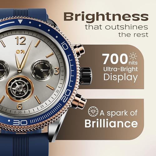 Image of GOBOULT Saber Smart Watch 1.43'' AMOLED Display, Functional Rotating Bezel, AOD, BT Calling, 200+Watchfaces, 700 Nits Brightness, AI Voice Assistant, SpO2 Monitoring, 120+ Sports Mode (Blue)
