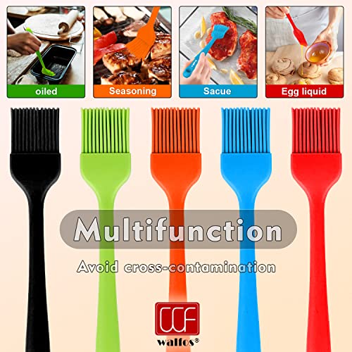 Image of Walfos Silicone Pastry Brush, Heat Resistant Basting Brush Set, Perfect for Baking,BBQ Grill,Kitchen Cooking,Strong Steel Core and One-Pieces Design,BPA Free and Dishwasher Safe (5 Pcs)