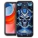CasesOnDeck Hybrid Case Compatible with [Motorola Moto G Play (2021) / Moto G Play] [Brushed Armor] Slim Shock Protecting Cover (Blue Future Skull)