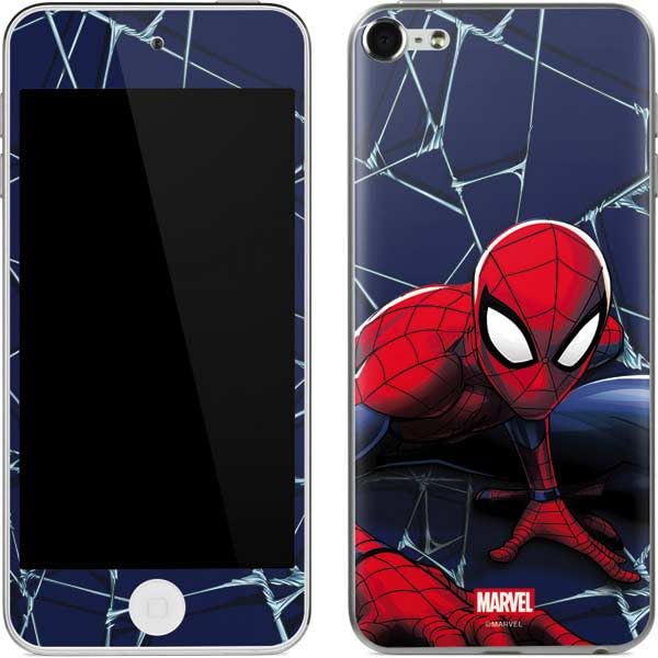 Skinit Decal MP3 Player Skin Compatible with iPod Touch (6th Gen 2015) - Officially Licensed Marvel Spiderman Crawling Spiderman Design