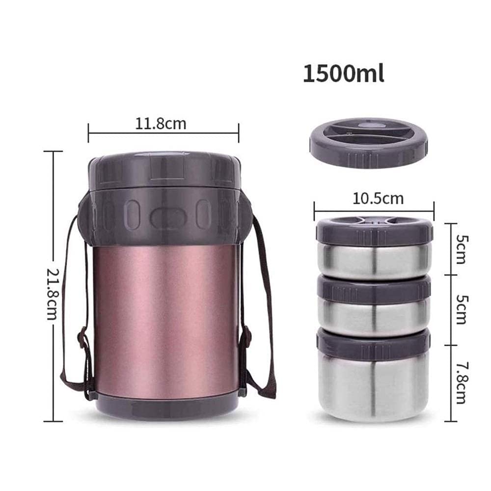 BentoLunchbox Auslaufsichere Isolierflasche Thermobehälter mit Isoliertasche, Edelstahl vakuumisoliert, 1,5 l/2 l, geeignet für Arbeit, Schule, Picknick, Bento-Stil, Mittagessen Lösung O (1,5 l|blu