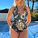 Flashideas Floral Pattern One Piece Swimsuit Women Sexy Swimwear Halter Tummy Control Swimsuit V Neck Swimwear Halter Backless Ruched Fashion Soft Suitable for Beach Pool Party Hawaii
