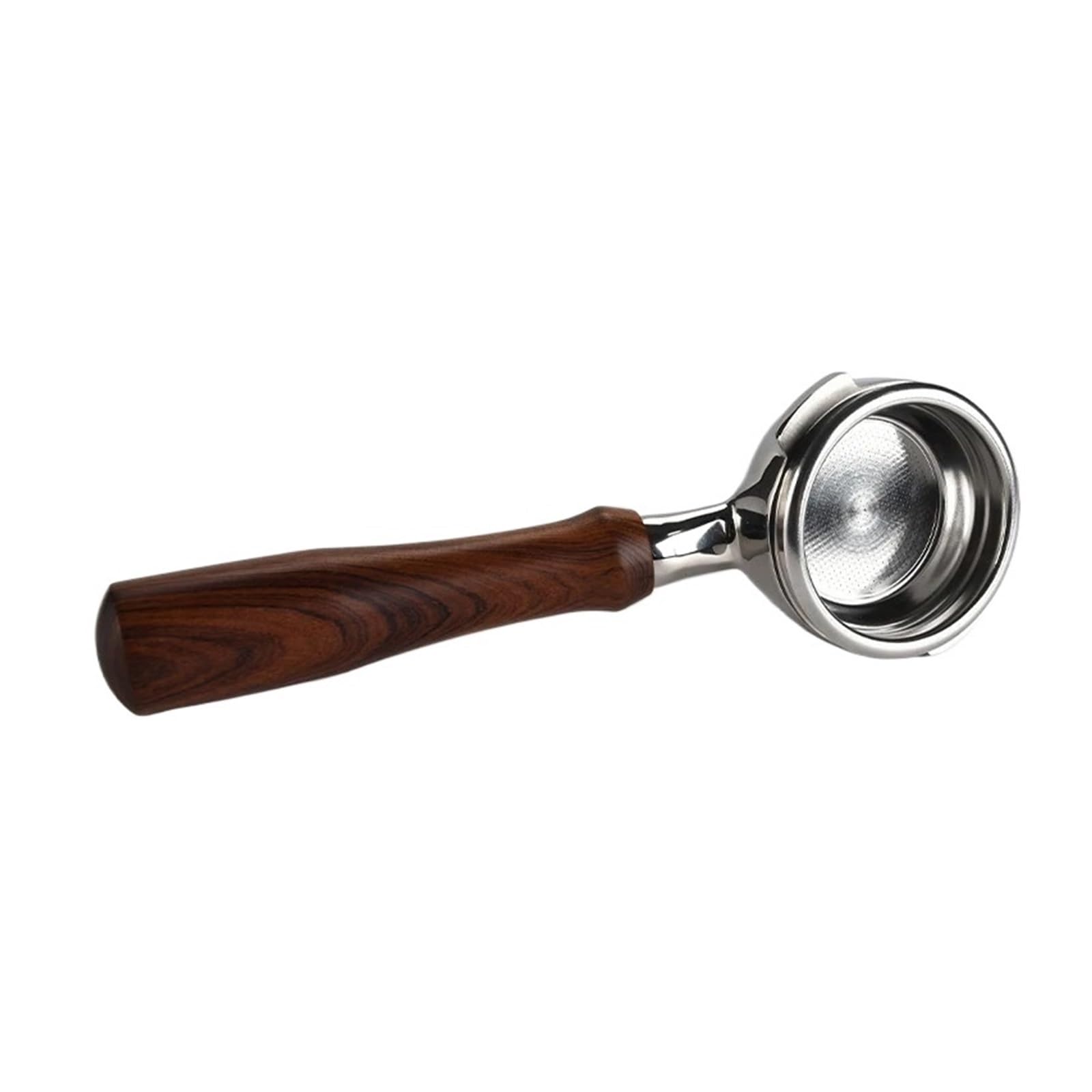 Siebträger, kompatibel mit Nuova, 58MM 2-ear Kaffeegriff | Einfach- und Doppelauslauf, Edelstahl und Holz, permanenter Filterkorb(58mm-single mouth-E)