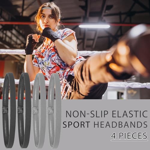 Wanmu 8 faixas elásticas esportivas finas, faixas pretas SkinnyHair com aderência de silicone antide