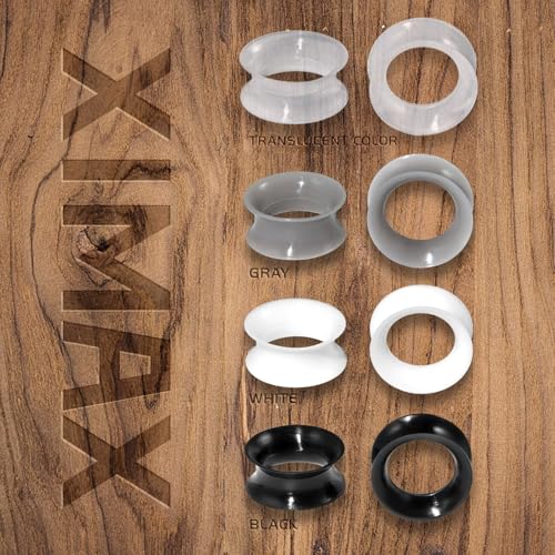 8PCS Thin Silicone Ear Gauges for Plugs Gauge Tunnels Double Flared Flexible Flesh Stretchers Expander Black White for Women Men2