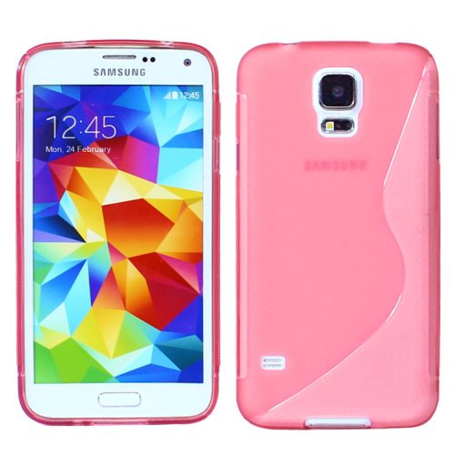 ebestStar   Funda Compatible con Samsung S5 G900F, Galaxy S5 New G903F Neo Carcasa Gel Silicona Gel TPU Motivo S línea, S Line Case Cover, Rosa [Aparato: 142 x 72.5 x 8.1mm, 5.1'']