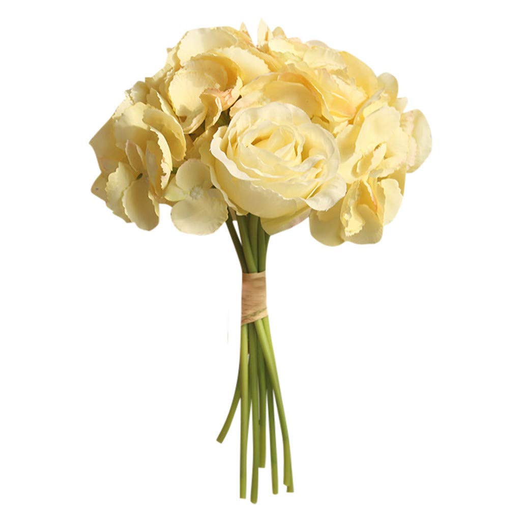 MuSheng 1 Bunch Rose Hydrangea Range Rose Hydrangea Flowers Bouquet Bunch Home Wedding Party Gift Deco (A)