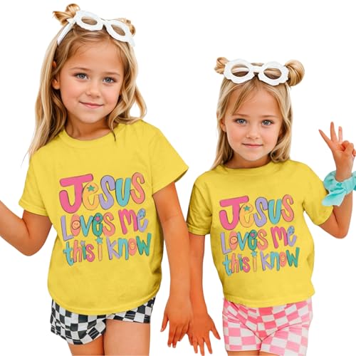 Image of BINTEHGS Jesus Shirts for Kids Christian Graphic Tees for Girls Religious God Tshirts Inspirational Bible Verse Cute T-Shirts