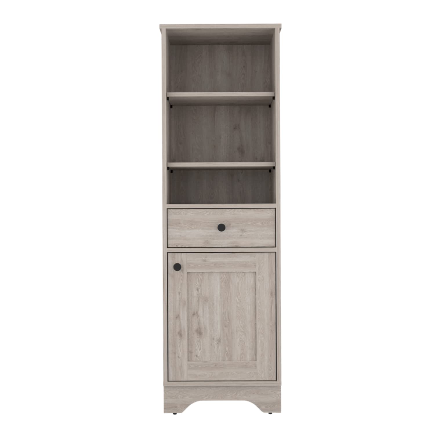 Norwalk Linen Cabinet with Drawer, Cabinet, 2 Inner Shelves, and 3 Open Shelves, Light Gray
