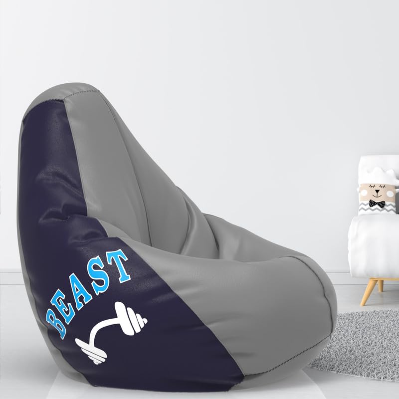 Biggie Bean Bag Cover 6XL- Official: Jack & Mayers Bean Bags - Max User Height : 6-6.5 Ft. - Weight : 99-110 Kgs(Model: Beast - Light-Grey Black)-image-14