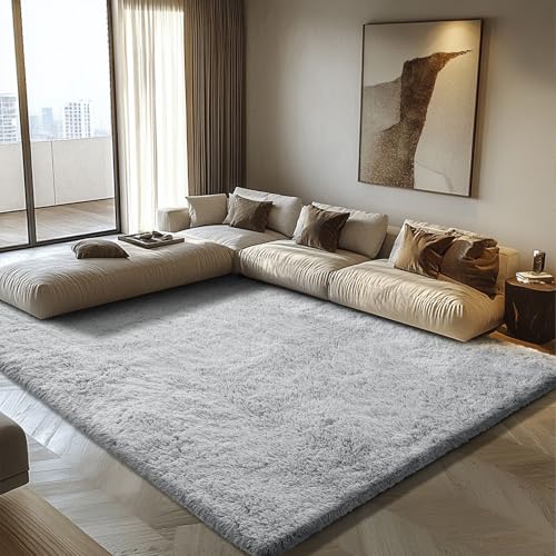 Shag Area Rug for Bedroom 5x8,Grey Fluffy Area Rugs for Living Room,Soft Fuzzy Rug Non-Shedding Indoor Plush Carpet for Kids Bedroom Nursery Dorm Home Decor