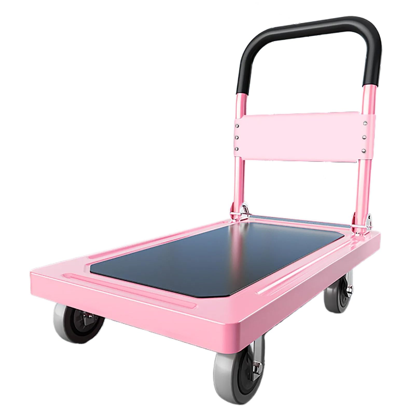 Plattformwagen Klappbar, Paketwagen, Leicht zu Verstauen, Tragkraft 400 Kg, Geeignet für Lager, Garten, Lebensmittelgeschäft, Krankenhaus(Pink,Medium)