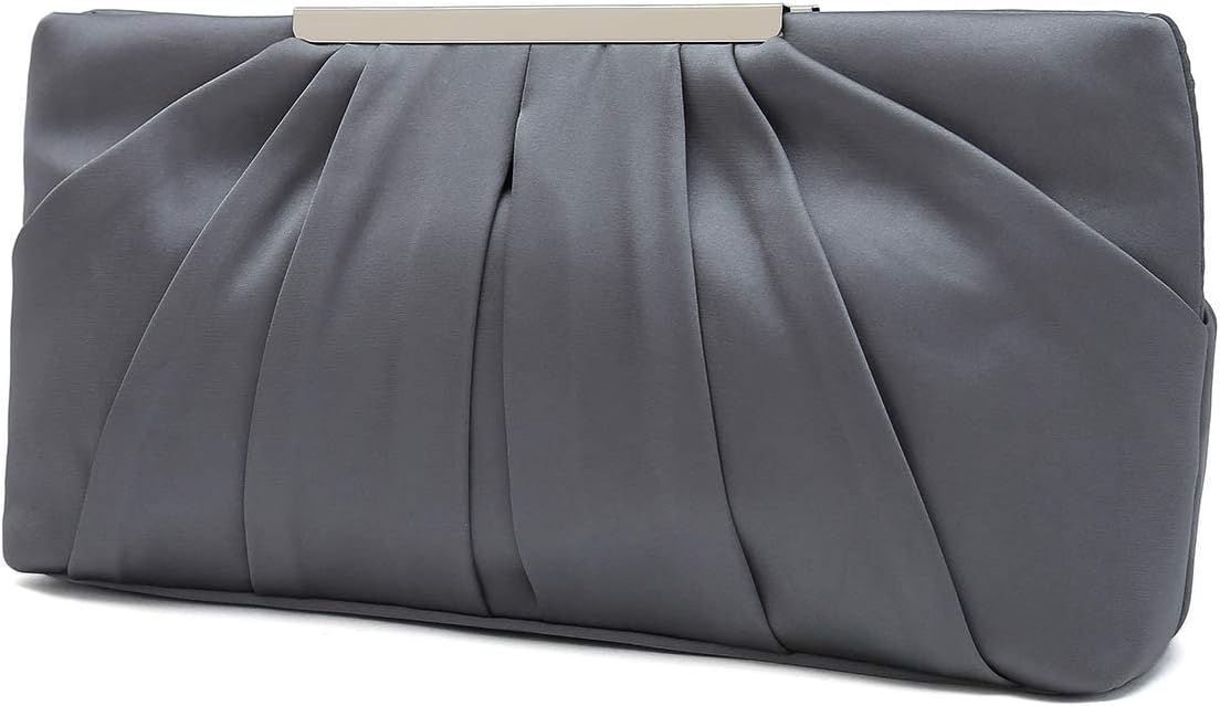 Clutch Evening Bag Elegant Pleated Satin Formal Handbag Simple Classy Purse for Women
