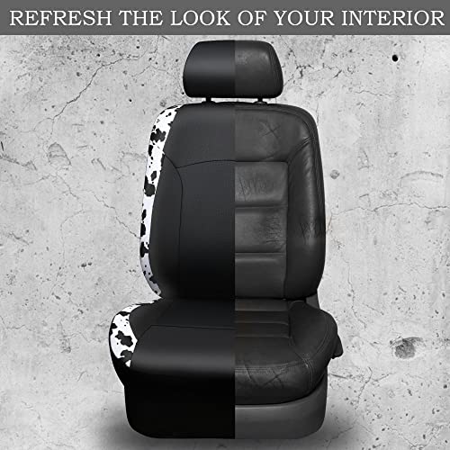 Car-Pass Cow Print Car Accessories Sets Faux Leather Car Seat Covers & Cow Car Mats & Cow Steering Wheel Cover Seat Belt Pads Universal Fit For Suv,Van,Saden,Truck Cute Automobile Interior Sets Women #TOP5