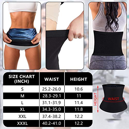 Geyoga 3 Pieces Sweat Waist Trimmer Sauna Shaper Waist Trainer Sweat Band For Women (Blue Inner,M Size) #TOP1