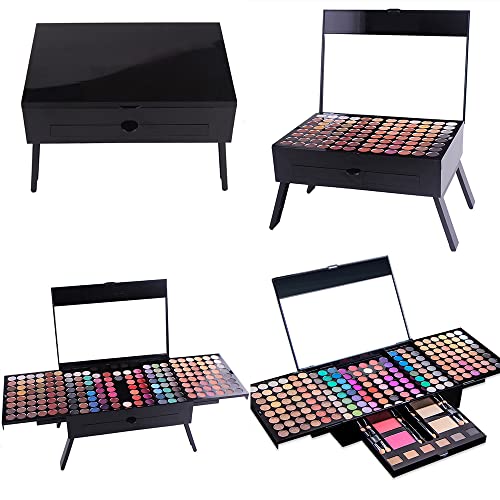 194 Colors Eyeshadow All in One Makeup Kit Makeup Palette Facial Blusher Eyebrow Powder With A Mirror+7 pcs Brush Cosmetic Kit Starter Professional Teens Women Full Contouring Makeup Set - Thumbnail 3
