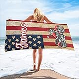 CUXWEOT Personalized American Flag Motorcycle Beach Towel with Name Quick Dry Absorbent Bath Towels 2 Sides Printed for Wedding Birthday Gift 30 X 60 inch Muilti 7