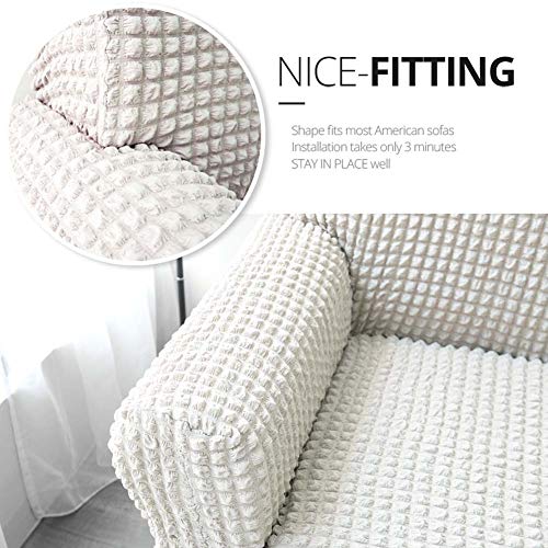 Niceec Sofa Slipcover Ivory Sofa Cover 1 Piece Easy Fitted Sofa Couch Cover Universal High Stretch Durable Furniture Protector With Skirt Country Style  thumb #2