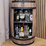 Fassbar in braun. Stilvolle Hausbar aus Holz, Exklusive Weinfass mit Regal. Höhe 81cm - Hersteller. Vintage deko bar möbel. Wein Whisky Bier Gin Regal