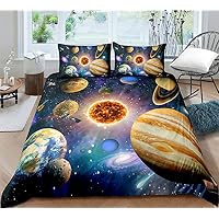 Ensemble Lit 3 Pièces Avec Taies Housse De Couette Galaxie Marbre 200x200 Cm - Microfibre Douce, 3 Pièces Avec 2 Taies D'oreiller Ensemble Lit 3 Pièces Adulte