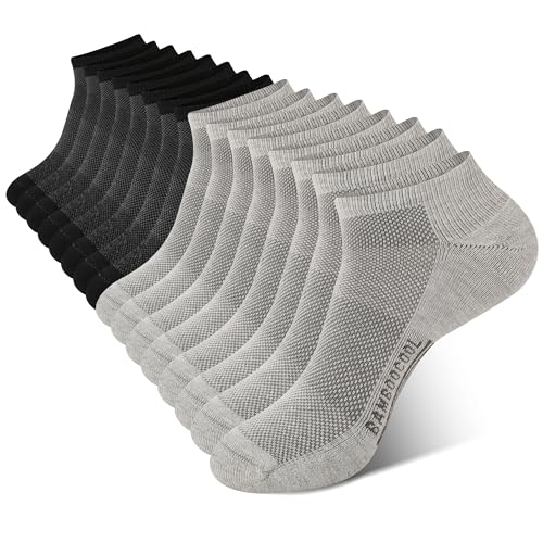 BAMBOO COOL Mens Athletic Ankle Socks Moisture Wicking Anti-Odor Breathable Running Mesh Socks Arch Support 8 Pack