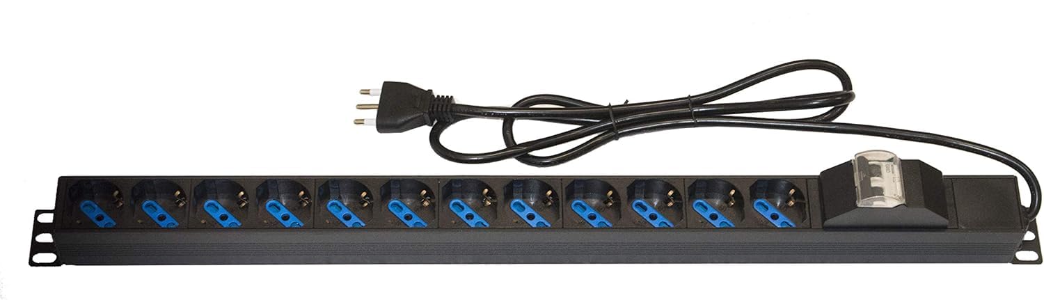 COPS12MT16A multipresa verticale a 12 porte per armadi rack con protezione magnetotermica e contro sbalzi di corrente, cavo 1,75m, struttura in metallo, dimensioni 65x6x6 cm, 20 unità