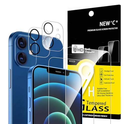 Image of NEW'C for iPhone 12 Screen Protector + Camera Lens Protector Tempered Glass