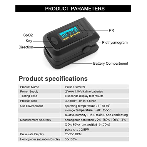 New-Portable-Upgrade-MonitorSuitable-for-Adults-and-Children-Sports-FitnessOutdoor-MonitoringHome-Health-OLED-Display-Black