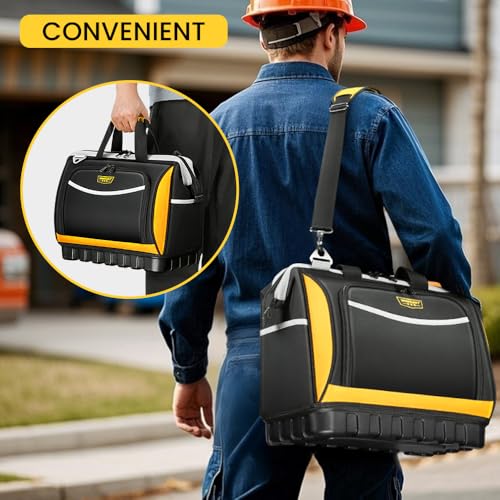 WINHUNT 16 Inch Tool Bag with Shoulder Strap, 25 Pockets Tool Bags Heavy Duty with Waterproof Base, Zippered Storage Organiser for Electricians, Technicians, Plumbers - Image 8