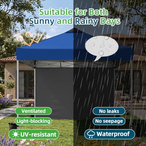 Image of 10x10 Blue Pop-Up Awning, Height-Adjustable, Portable Gazebo, One-Click Setup, Comes with a Storage Bag on Wheels-Perfect for Summer Parties, Outdoor Weddings, Backyard Barbecues, and Beach Events