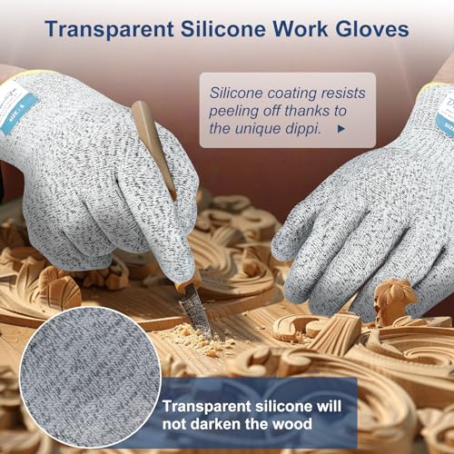 Image of Dowellife Level 5 Cut Resistant Gloves with Silicone Coating, Food Grade Kitchen Knife Safety Gloves, Work Gloves for Chef, Mandoline Oyster Shucking Meat Cutting Wood Carving (Gray X-Large), Grey