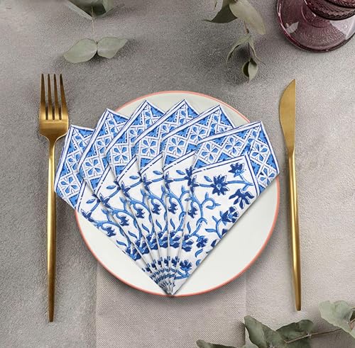 Image of BLOCKS OF INDIA Hand Block Print Cotton Table Napkin (Color 8)