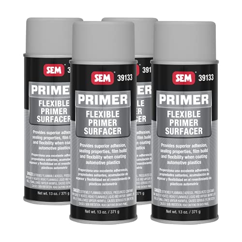 SEM Flexible Primer Surfacer | Quick Drying, Ready to Spray Sandable Primer Paint | Adheres to Difficult plastics, Hides Minor Surface Defects (4-Pack) |