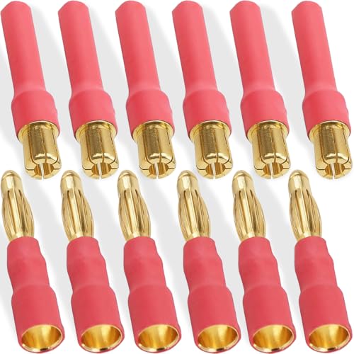 Xiatiaosann 12�� 4mm�u���b�g�R�l�N�^�[6mm�o���b�g�R�l�N�^���C���[�Ȃ� 6mm - 4mm�o�i�i�o���b�g�v���O �I�X - ���X�A�_�v�^�[ ESC���[�^�[ RC�J�[ �{�[�g FPV�p