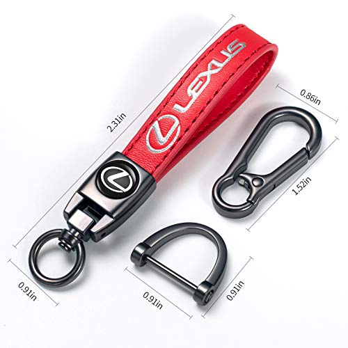 Image of Genuine Leather Car Keychain for Lexus Key Chain for Men and Women Family Present Key Ring Accessories(Red)