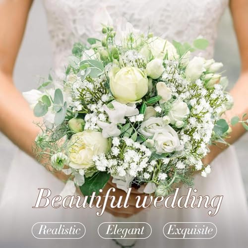 Image of VRB Dec 20 Pcs Artificial Baby's Breath Flower Bunch,Gypsophila Bouquets Flower Sticks for Vase,Flowers for Vases, Decoration Items for Living Room,Home Decor,Chritmas (20 Pcs - White Gypsophila)