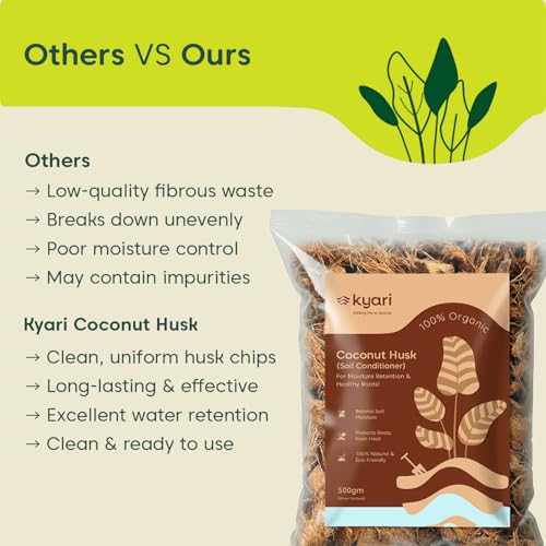 Image of KYARI Coconut Husk Chips 500g | Coco Husk for Orchids, Anthuriums & Tropical Plants | Improves Aeration & Moisture Retention | Organic Growing Medium