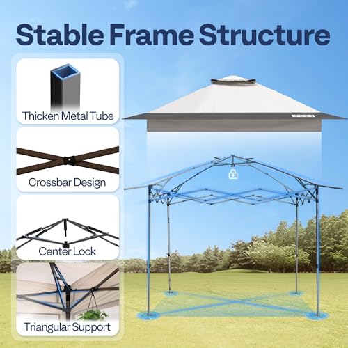 Image of VIVOHOME Pop Up Gazebo 10x10ft Outdoor Canopy Tent with Mosquito Netting & 2 Tiers Roof for Patio Garden Backyard, Grey