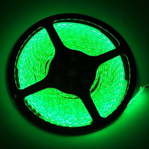 FAVOLCANO LED Strip Light Green IP65 Waterproof 12V DC SMD 3528 600 LEDs 120Leds/M 16.4 ft/5M Flexible LED Tape for Home Kitchen Bedroom Decoration (Adapters or Connector NOT Included)