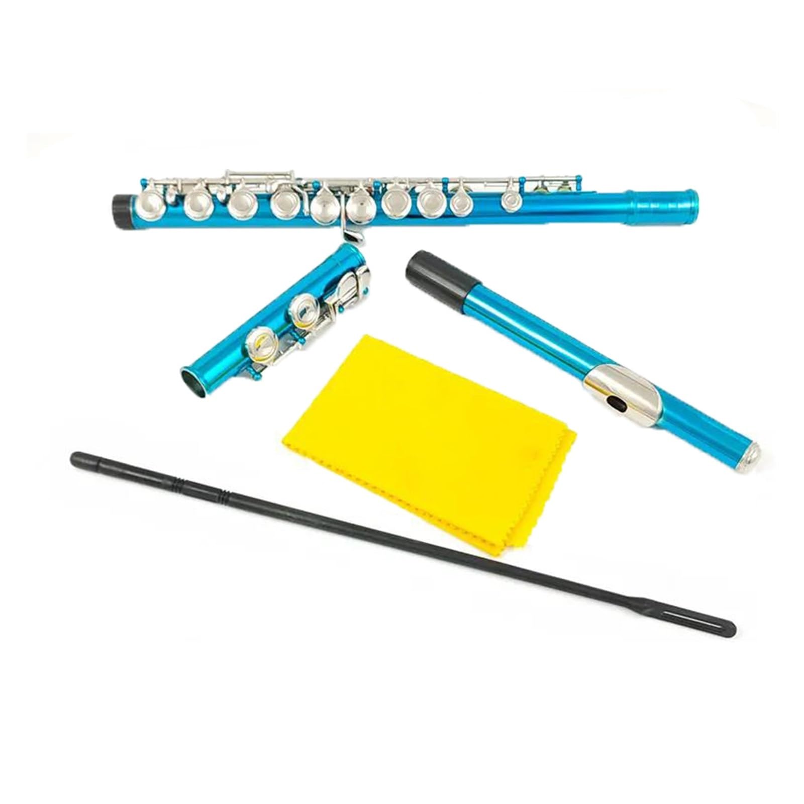 flet prosty Flet 16 otworów Zamknięty otwór C Klucz niklowany Sea Blue z kluczem E Instrument dęty drewniany
