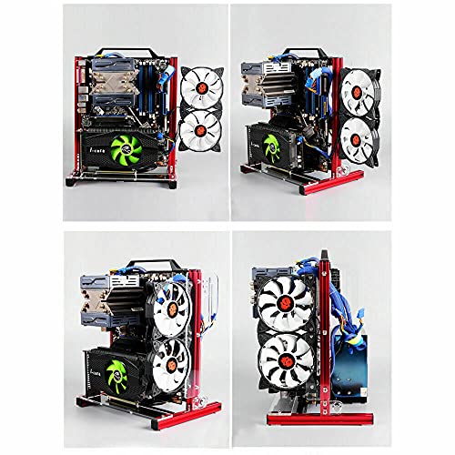 Gabinete de prueba abierto CNCEST para PC: compatible con ITX/ATX/Micro-ATX, soporte para refrigeración por agua y aire, estructura de aluminio y acrílico, color rojo miniatura 3
