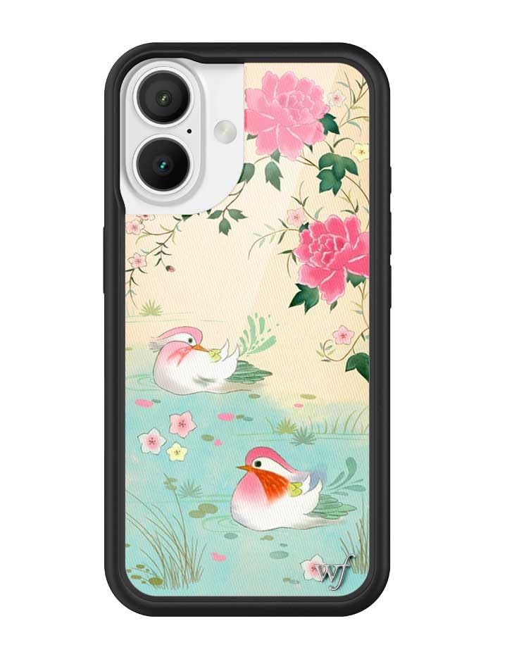 Image of Wildflower Cases - Compatible with iPhone 16 | Protective Black Bumper, 6.5ft Drop Test Certified, Women Owned Small Business | Floral Birds Pretty Aesthetic | Lovers Lagoon