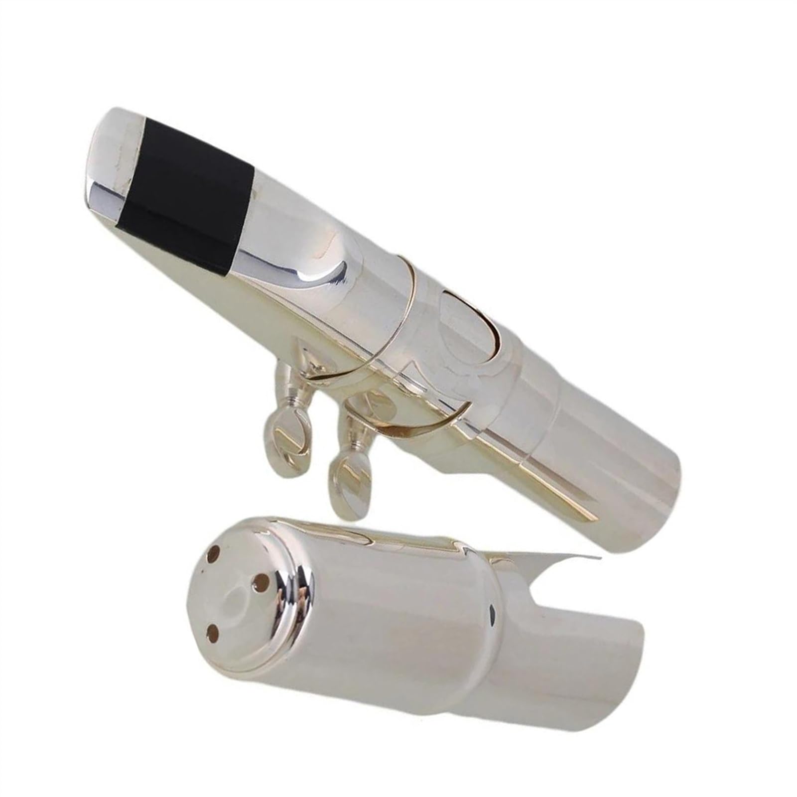 Ustnik Do Saksofonu Tenorowego B-flat Z Zestawem Klipsów Nasadkowych. Ustnik Saksofonowy, Części Do Instrumentów Dętych Drewnianych Akcesoria do Saksofonu Części (Color : Silver)