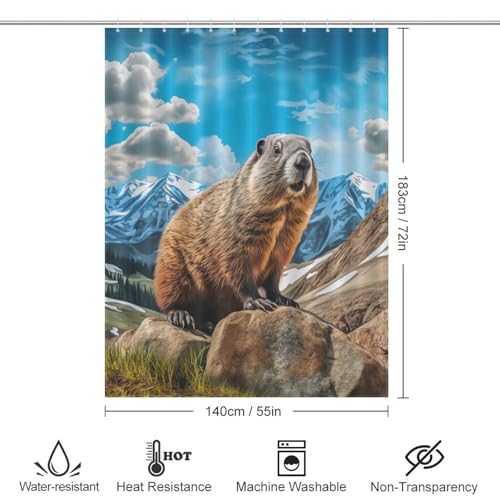 Rideau de douche marmotte pour éviter les éclaboussures dans la pièce