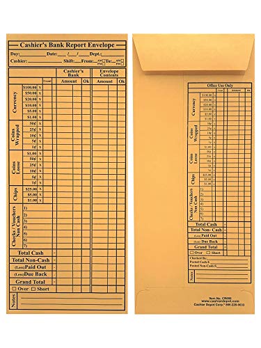 2500 Cashier Depot Cr680 Cashier's Bank Report Envelopes, 4 1/2" X 10 3/8", Brown Kraft, 24Lb. (Value Box (2500 Envelopes)) #TOP13