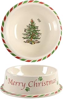 Spode Christmas Tree Pet Bowl | 7 â€“ Inch Pet Feeding Dish | Pet Food and Water Dish | Dog and Cat Food Bowl | Made from Stoneware | Dishwasher Safe