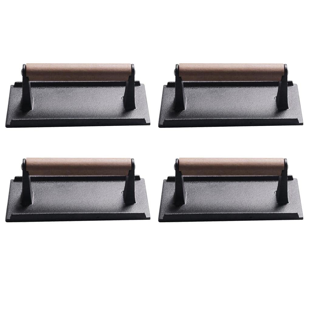 UJEAVETTE Durable Cast Iron Meat Grill Press for Pan Oven Griddle Skillet 3-5pcs 4pcs-picture-26